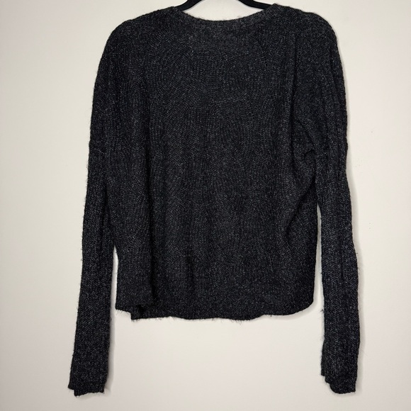ANTHROPOLOGIE Keely Marled Black Cozy Cable Knit Crewneck Sweater - Picture 6 of 8